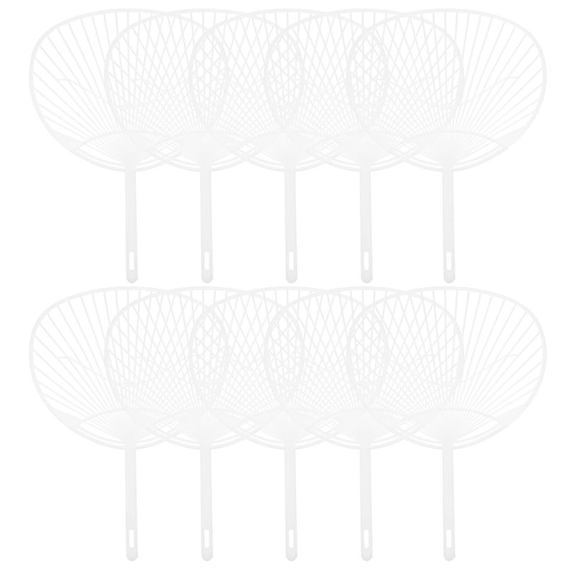 LUOEM 10pcs Japanese Fan Uchiwa DIY Kit Hand-held Fan Framework for DIY Crafts (White) - Image 1